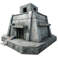 serene modern Brutalist concrete bunker, harsh shadows, overcast sky, dystopian setting, photorealistic, monochrome, high resolution png