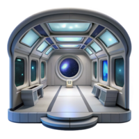 impressive classic A sleek, minimalist spaceship interior with panoramic views of space, soft interior lighting, futuristic, cinematic, authentic png