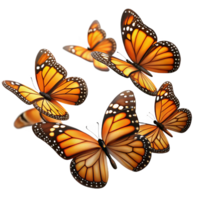 wonderful minimalist A swarm of monarch butterflies migrating across a vast desert, warm sunset lighting, impressionistic style exclusive png