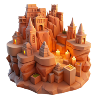 impressive minimalist A desert canyon city carved into the rock face, intricate carvings and warm earthy tones, sunset lighting 4K png