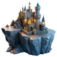 stunning creative A castle built into a cliff face, fantasy setting, dramatic lighting, high resolution png