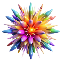 wonderful contemporary A dynamic explosion of colorful particles, emanating from a central point, lit by a strobe light, abstract expressionism genuine png