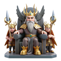 elegant abstract Odin, the Allfather, seated on his throne in Valhalla, surrounded by Valkyries, epic and grand style original png
