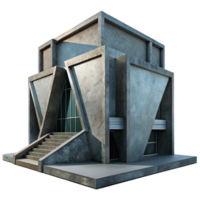elegant abstract Brutalist concrete library, imposing and geometric, overcast sky, stark shadows, gritty realism, detailed png