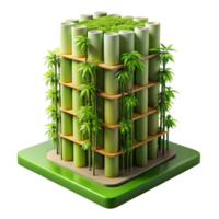 impressive minimalist Bamboo skyscraper, sustainable design, lush green facade, natural light, eco-friendly architecture, detailed rendering, original png