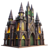 wonderful modern A towering, gothic skyscraper with gargoyles and stained glass windows, dramatic lighting, dark fantasy, original png