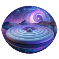 impressive abstract A spiral galaxy reflected in a perfectly still lake, surrealism style, twilight lighting 4K png