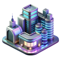 extraordinary abstract A futuristic apartment complex with holographic projections, cyberpunk style, neon lights, professional png