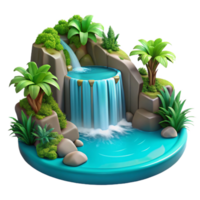 extraordinary modern A cascading waterfall plunging into a crystal-clear turquoise pool, surrounded by lush tropical vegetation, in a vibrant, HDR style original png