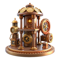 stunning rustic An intricate clockwork tower, steampunk style, gears and cogs visible, warm lighting, fantasy setting genuine png