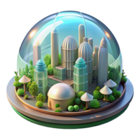 serene traditional A futuristic city built inside a giant dome, lush vegetation and advanced architecture, lit by a simulated sun high quality png