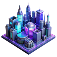 stunning abstract A futuristic megacity with layered infrastructure, neon lights, cyberpunk style, high angle view, premium png