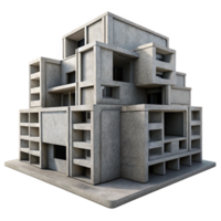 impressive modern A Brutalist concrete apartment complex, stark geometric forms, harsh shadows, dystopian style authentic png