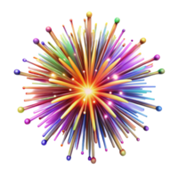elegant creative A chaotic explosion of light particles, resembling a firework display, with vibrant, multicolored sparks detailed png