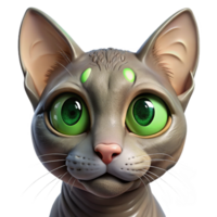 extraordinary minimalist Portrait of a cat with emerald green eyes, a curious expression, close-up, studio lighting, hyperrealistic style genuine png