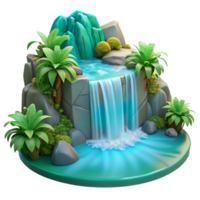 elegant classic A cascading waterfall plunging into a crystal-clear turquoise pool, surrounded by lush tropical vegetation, in a vibrant, HDR style genuine png