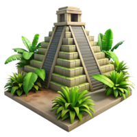 magnificent minimalist A Mayan pyramid temple, overgrown with jungle vegetation, dappled sunlight, ancient and mysterious atmosphere high resolution png