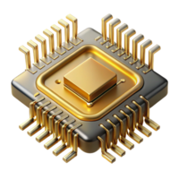beautiful minimalist A single microchip, its golden contacts gleaming, intricate pathways etched onto its surface, extreme close-up, macrophotography style, dramatic lighting professional png