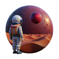 serene minimalist A lone astronaut, stranded on a desolate, red planet, gazing at a colossal, ringed planet in the twilight sky, cinematic lighting, hyperrealistic style authentic png