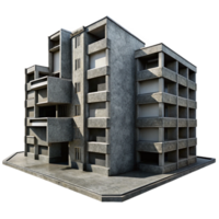 vibrant creative A brutalist concrete apartment complex, harsh shadows, high contrast black and white photography, gritty realism, 4K png