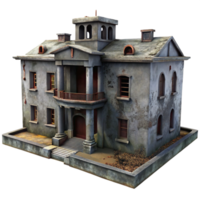dramatic traditional An abandoned asylum, decaying walls and peeling paint, dim lighting, horror theme high quality png
