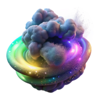 beautiful artistic A cloud of iridescent dust particles, swirling in a vortex, lit by a hidden, multicolored light source original png
