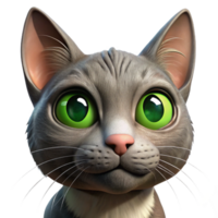 wonderful modern Portrait of a cat with emerald green eyes, a curious expression, close-up, studio lighting, hyperrealistic style high quality png