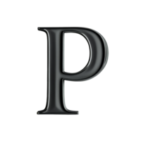 The consonant letter P crafted in glossy black on a pure transparent transparent background, highlighting its elegant form and simplicity, consonant letter b is used to make words on transparent png