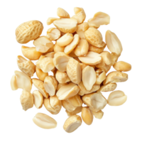 Peeled peanuts arranged on a transparent background, showcasing their smooth surface and natural color variations, peeled peanuts isolated png