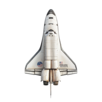 A detailed view of a space shuttle against a transparent background showcasing its distinctive features and design, Space shuttle transparent background png