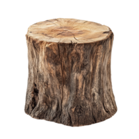 A rustic wood stump isolated on a clean transparent background, showcasing natural textures and patterns, wood stump isolated on transparent background png
