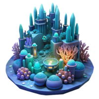 extraordinary rustic An underwater city built of coral and glowing algae, deep ocean environment, bioluminescent lighting, otherworldly and mysterious high resolution png