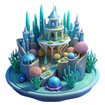 dramático rústico a embaixo da agua cidade construído do coral e bioluminescente algas, profundo oceano iluminação, sonhe como atmosfera, arte nouveau estilo, 4k png