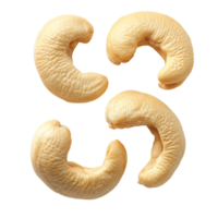 Cashew nuts isolated on a transparent background showcasing their unique curved shapes and textures for culinary uses, Cashew nuts isolated on transparent background png