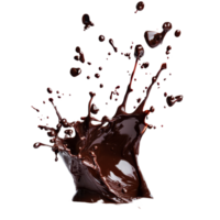 chocolate respingo criando dinâmico padrões em uma transparente fundo, exibindo rico texturas e vibrante fluxo, chocolate respingo em transparente fundo png