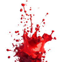 Dynamic red paint explosions creating a striking contrast against a pure transparent background, Red Paint Explosions on transparent background png