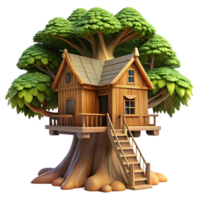 extraordinary artistic A treehouse, built into a giant sequoia, rustic wood, dappled sunlight, magical, adventurous style authentic png