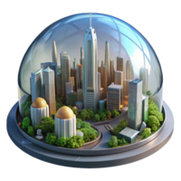 stunning traditional A futuristic city built inside a giant dome, lush vegetation and advanced architecture, lit by a simulated sun premium png