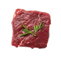 Raw uncooked beef fillet rump meat with fresh rosemary isolated on transparent background, Isolated raw uncooked beef fillet rump meat png