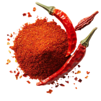 Cayenne pepper spice and dried pods displayed on a transparent background for culinary use and food preparation, Cayenne pepper on transparent background png