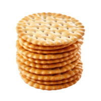 Stacked round crackers isolated on a clean transparent background for culinary and snackrelated purposes, stack round cracker isolated on transparent backgroundfile png