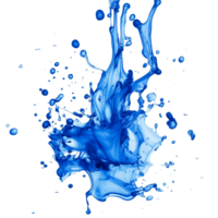 Blue ink splash captured on a transparent background demonstrating energy and fluidity in motion, blue ink splash isolated on transparent background png