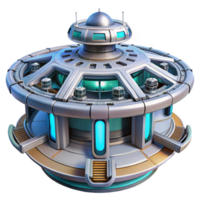 beautiful abstract A futuristic space station with rotating sections, bright artificial lighting, high-tech style, intricate details detailed png