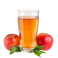 Refreshing glass of apple juice with fresh red apples on a transparent background, A glass of apple juice with red apples isolated png