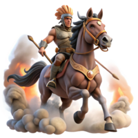 extraordinary vintage A fierce Amazon warrior on horseback, charging into battle, dust and smoke, realistic style professional png
