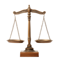 Classic balance scales representing justice on a clean transparent background for elegant presentation, Balance Scales on transparent background png