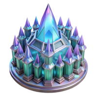 serene rustic Crystal palace, intricate facets, iridescent colors, magical light, fantasy setting, highly detailed, premium png
