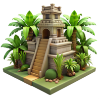 beautiful classic An ancient Mayan temple in a jungle setting, intricate carvings, lush vegetation, realistic rendering, professional png