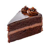 Delicious slice of rich devils food cake isolated on a transparent background showcasing chocolate layers and frosting, Devils Food Cake slice isolated on transparent background png