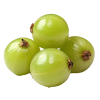 Fresh Indian gooseberries arranged on a transparent background, showcasing their vibrant green color and glossy surface, Indian gooseberry on transparent background png